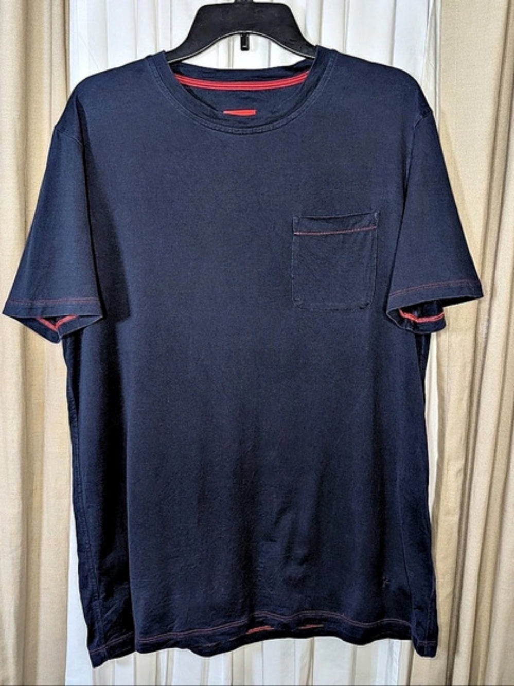 ISAIA Silk-Cotton Short Sleeve Tee in Blue Size Large